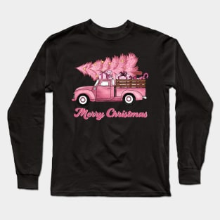 Pink Merry Christmas vintage Long Sleeve T-Shirt